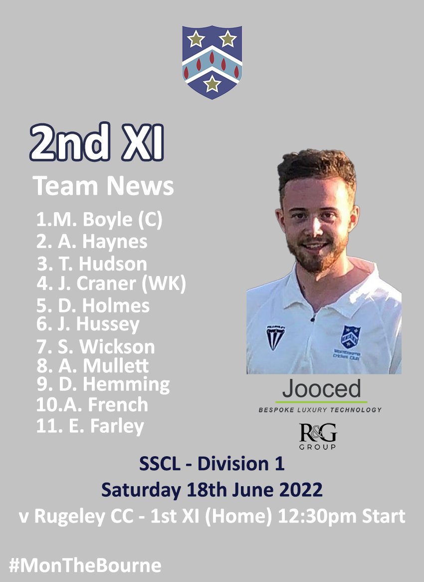WombourneC's tweet photo. @WombourneC Teams for the weekend - 18th June 2022. Thanks to @JoocedCinema for your sponsorship.

1st XI v @milfordhallcc  1st XI🚗
2nd XI v @RugeleyCC 1st XI 🏡
3rd XI v @Beacon_CC 3rd XI 🚗

#MonTheBourne 🏏🏏🏏 https://t.co/hYs8oQbfV0