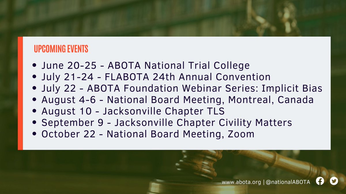 Don't forget to check out what's up next for ABOTA at our website: abota.org!