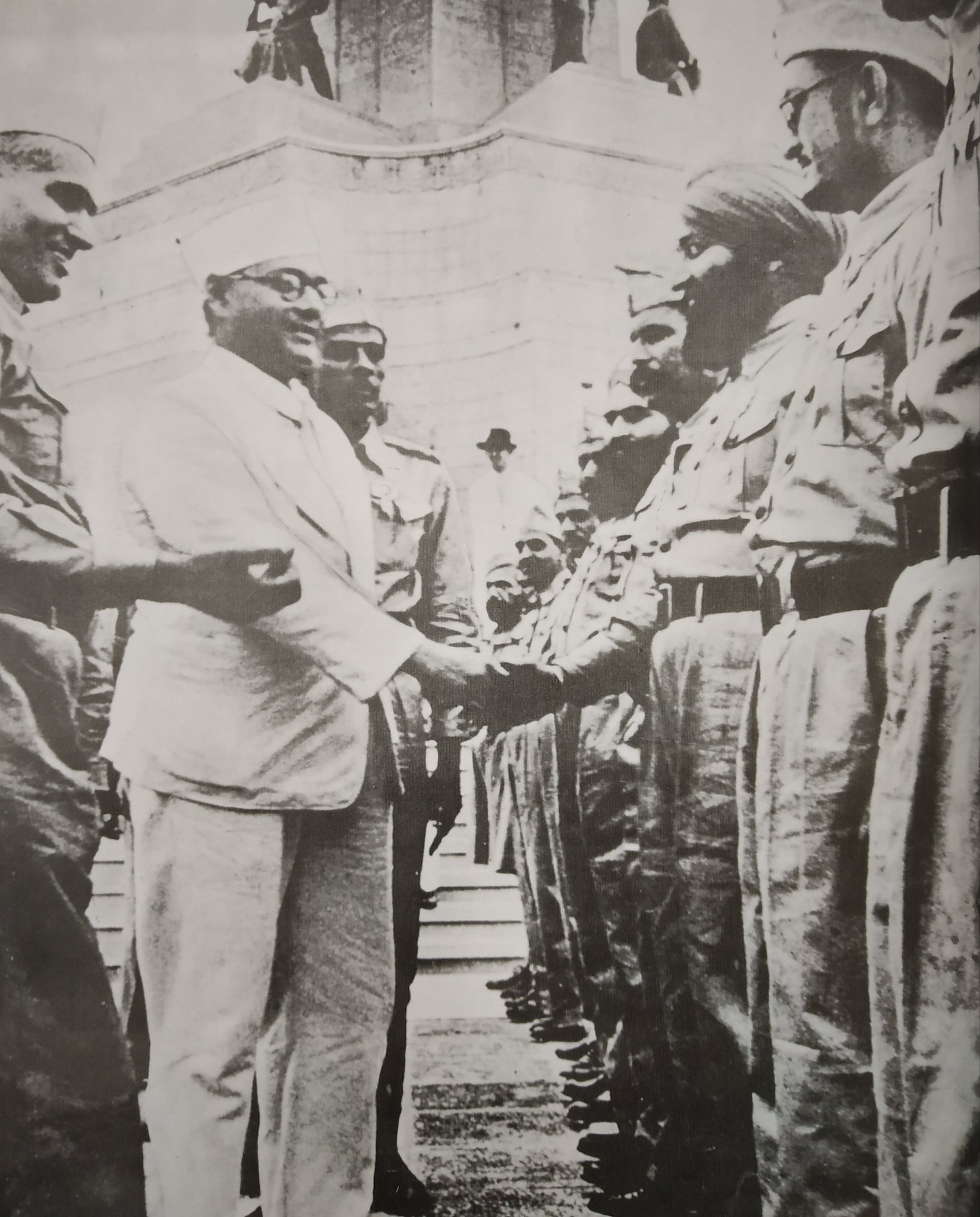 Subhash Chandra Bose With His Army Colorized Photo Of Netaji Subhas