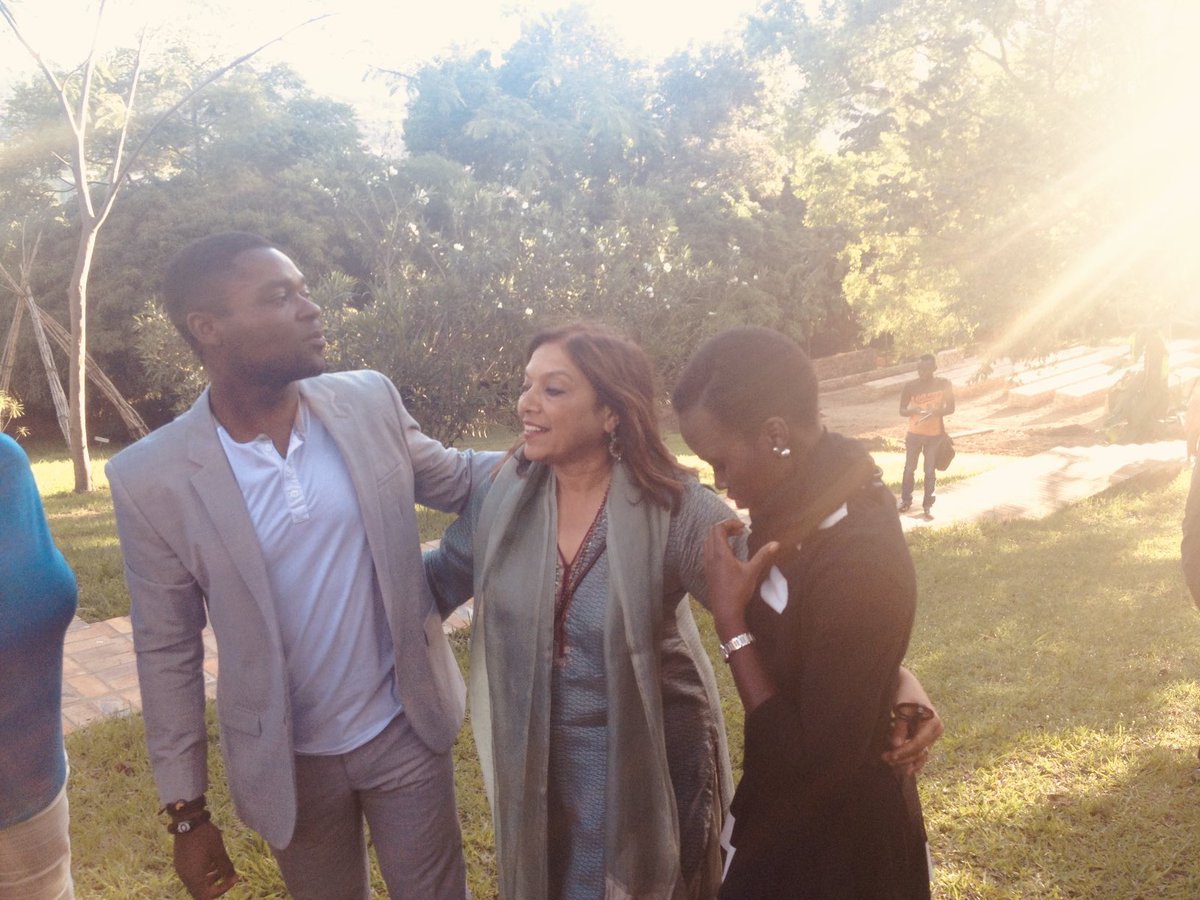 The incredible ⁦<a href="/MiraPagliNair/">Mira Nair</a>⁩ with ⁦<a href="/Lupita_Nyongo/">Lupita Nyong'o</a>⁩ and David Oyelowo in Buziga during the wrap up of the filming of ⁦<a href="/Disney/">Disney</a>⁩ Queen of Katwe in Kampala. Thanks ⁦⁦<a href="/talkingfilm_UG/">talkingfilmPro_UG</a>⁩