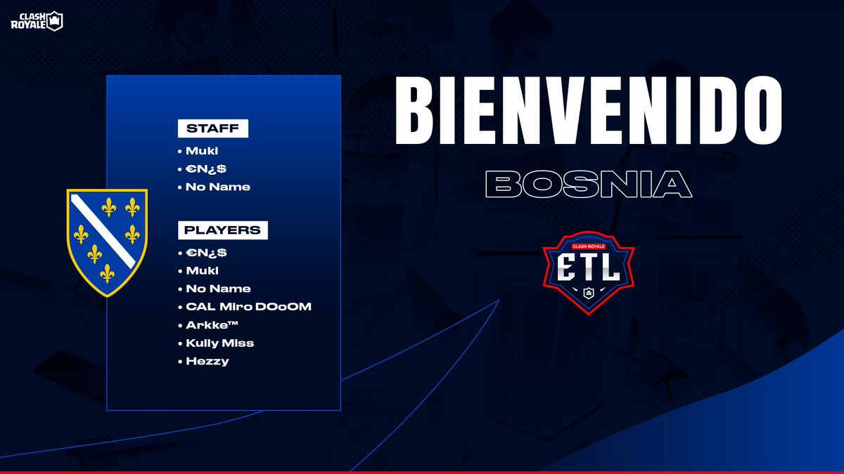 #CR | Presentación ⚔️ | 30/32 🔥

 🇧🇦 | <a href="/BIH_CR/">Team BIH</a> 🥊

👤 <a href="/Eniscr2/">Eniscr</a>
👤 <a href="/MukiCr/">Muki™</a>
👤 <a href="/NoNameCR_/">NoName</a>
👤 <a href="/DOoOM_cr/">DOoOM</a>
👤 Arkke
👤 <a href="/l_kully/">Kully❤Miss</a>
👤 <a href="/CrHezzy/">Hezzy_CR子供達</a>

#ETLWorlds 🌍