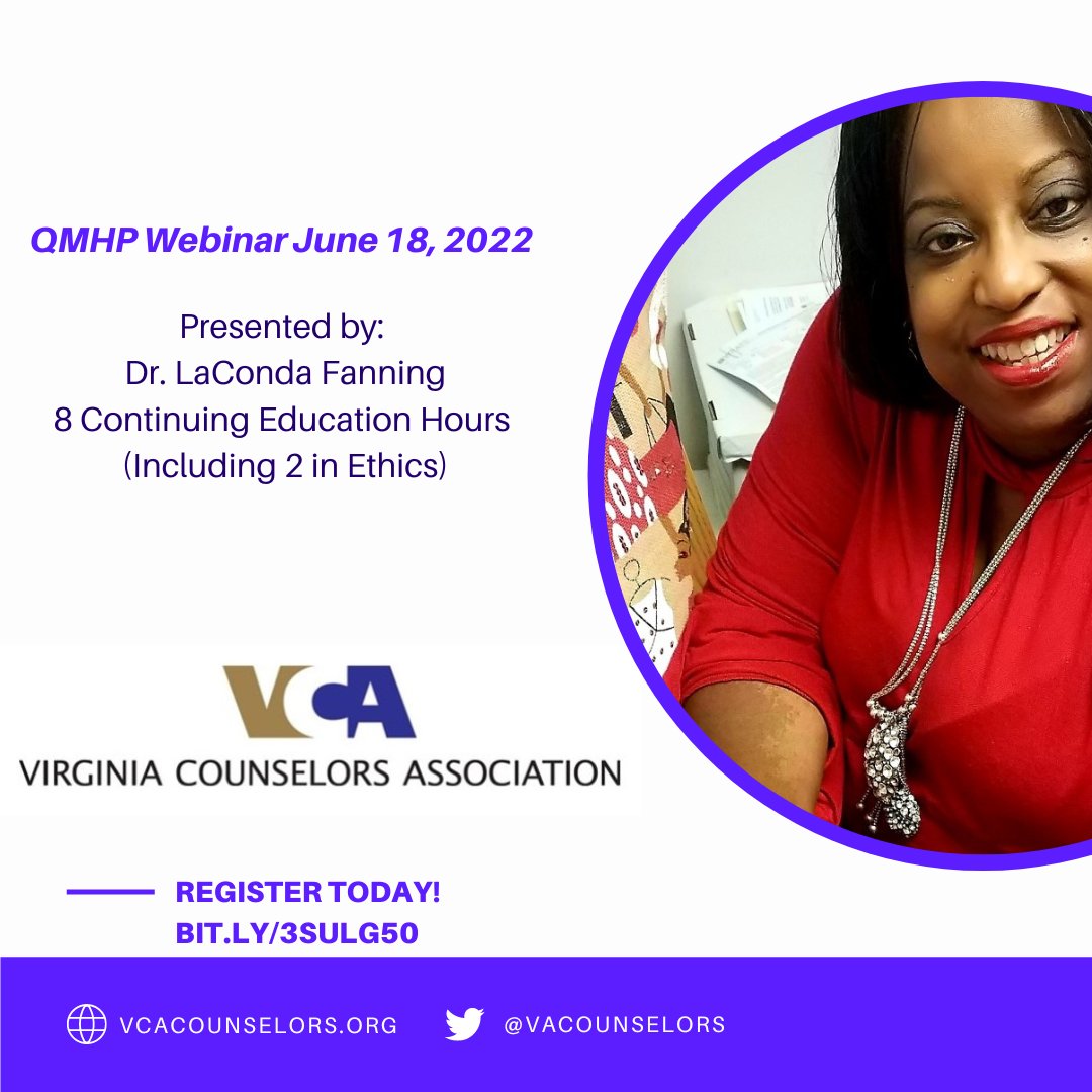 REGISTER TODAY! QMHP Training tomorrow, 6/18. Register by 11:59 pm today: bit.ly/3sUlG50 Presented by Dr. LaConda Fanning. Earn 8 CE Hrs including 2 in #ethics #QMHP #mentalhealth #mentalhealthproviders #continuinged #ethicstraining  #professionaldevelopment