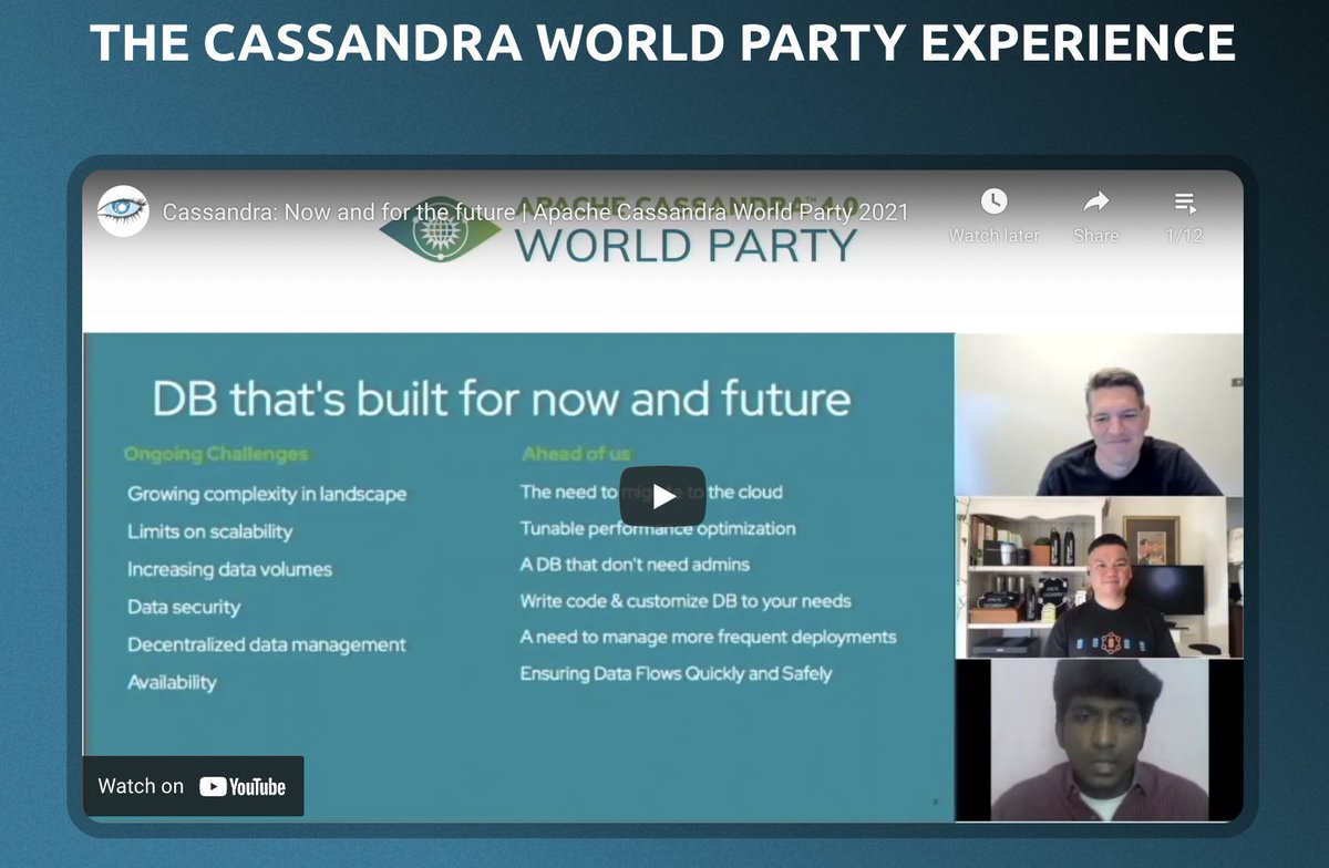 Don't forget to submit your 5 minute, 5 slide talk to the Apache @Cassandra World Party! 

We advance your slide every minute, so you'll have to talk fast. Makes for a fun and entertaining event. 

CFP closes this weekend: cassandraworldparty.org