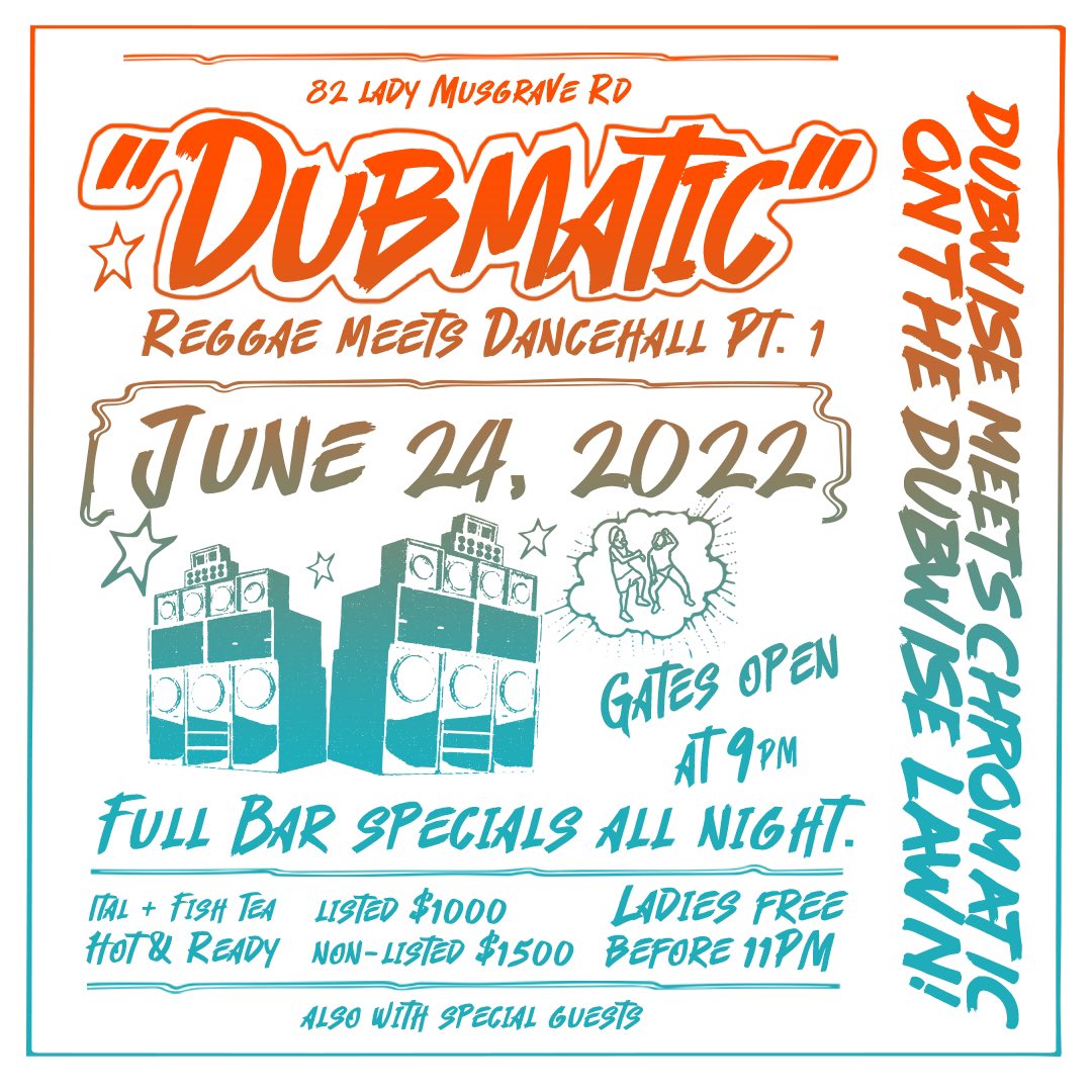 Next week Friday ✨ You know where we’ll be! 🔥 It’s Reggae meets Dancehall at #Dubmatic featuring sounds from <a href="/CreepChromatic/">CREEPCHROMATIC</a> <a href="/Jrchromatic/">Soca JЯ</a> #JasonPanton &amp; <a href="/BoomdrawOfFizix/">BoomDraw</a> 

Click the link in bio to get listed! Gates open at 9PM - Ladies free before 11.