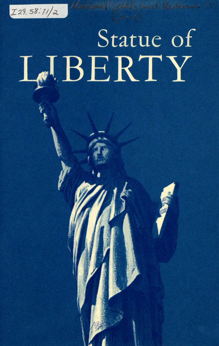 scstatelibrary's tweet photo. #OnThisDay in 1885, a special, unassembled gift arrived in New York: the Statue of Liberty. Its 350 pieces took 4 months to put together. Enjoy our historic Federal document published in 1957! Place your hold: https://t.co/aN5TjBvMdr. #FedDocFriday @USGPO #SCLENDS https://t.co/gQVlV0EpYj