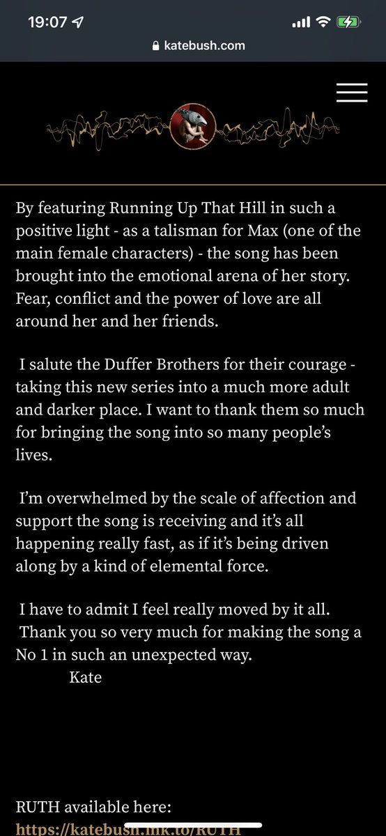 FishPeopleFC's tweet image. On top of the hill

#KateBush posts message in her website 

#RunningUpThatHill is number ONE! Yeah yeah yooo

katebush.com/news/top-hill