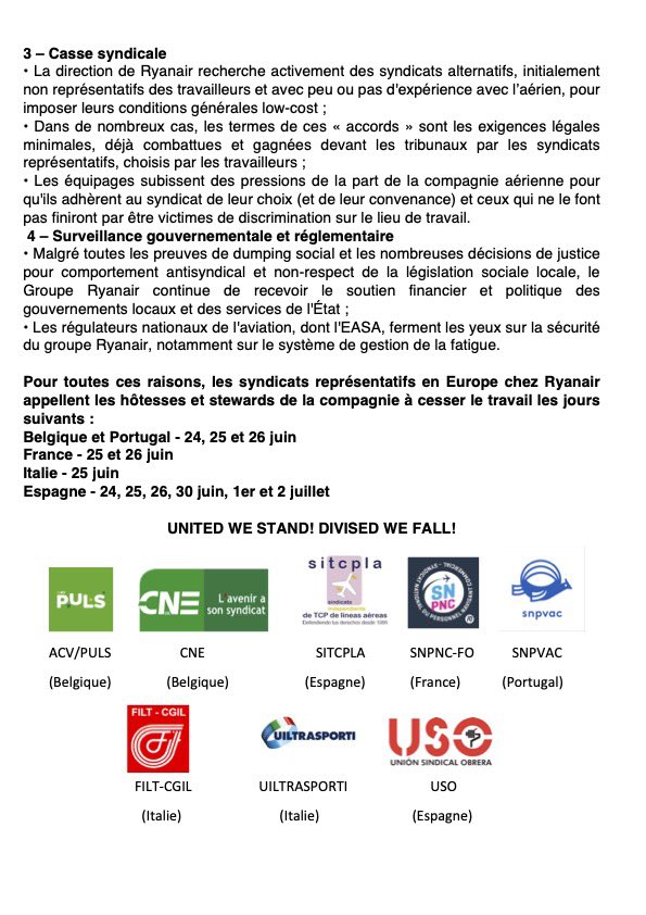 ✊RYANAIR : GRÈVE EUROPÉENNE DES HÔTESSES ET STEWARDS ✊<a href="/Ryanair/">Ryanair</a> #Strike #greve #RyanairMustChange