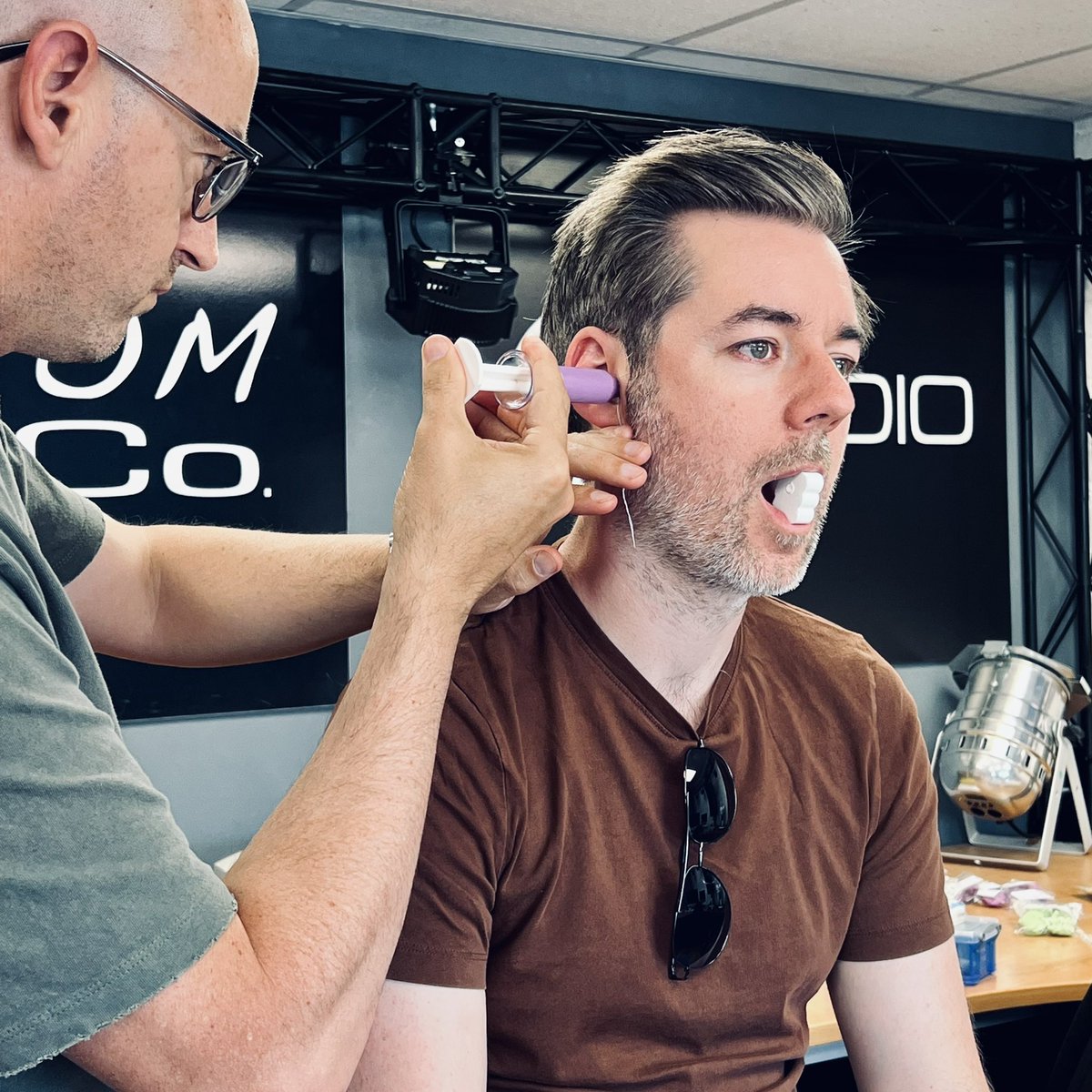 Huge thanks to <a href="/CustomIEMs/">Custom IEM Co.</a> for fitting me for my first pair of Custom IEMs.  Can not wait to try them out.

And I am now currently ranking No1 for most awkward ears to mould!

#LiveGig #MusicianLife #RobLea #IEM #gigLife