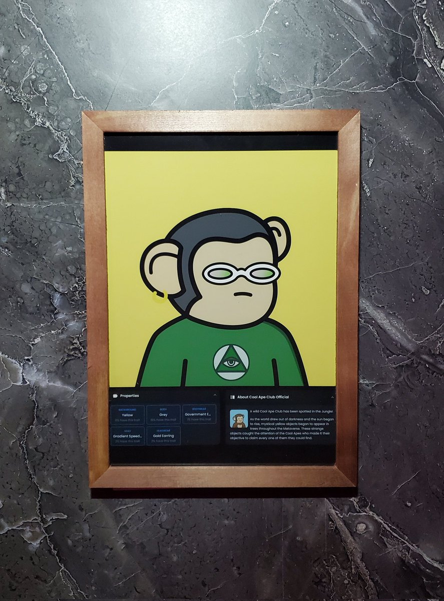 Legendary Apes!
This NFT is from <a href="/CoolApeClub/">The Cool Ape Club</a> collection. It is now part of future exhibition in <a href="/ACCNFTOfficial/">ART CATS COLLECTIVE / NFT ART MOVEMENT</a> Art Gallery in Dubai! ♥️
This one was picked up by our curator <a href="/InIwwonWeTrust/">InIwwonWeTrust.eth ⧫ Ξ ❤️</a> and now in small <a href="/ArtCatsNFT/">ARTCATS🐈‍⬛❤️🐈</a> gallery
 
Congrats! #NFTGallery #ArtNFT