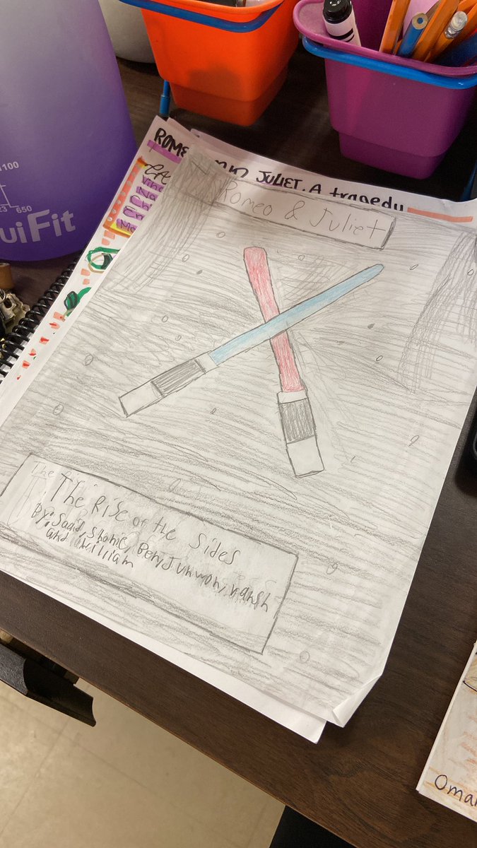 mrs_chater's tweet photo. My grade 7s worked in groups to rewrite the story of Shakespeare’s Romeo &amp; Juliet according to a chosen theme. They then rehearsed and performed their plays for their peers. They used backdrops, costumes, and props, and blew me away with their creativity &amp; hard work. @RLJH_HRSB https://t.co/K5u1gXAW9e