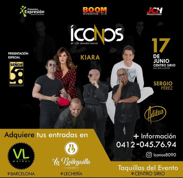 #Música <a href="/kiara_true/">kiara</a>,  <a href="/aditusonline/">Aditus</a> y Sergio Pérez cantarán hoy 17 de junio en el concierto Íconos en el Centro Sirio de #PuertoLaCruz. (📷Cortesía:  bit.ly/3O6p8l8  )