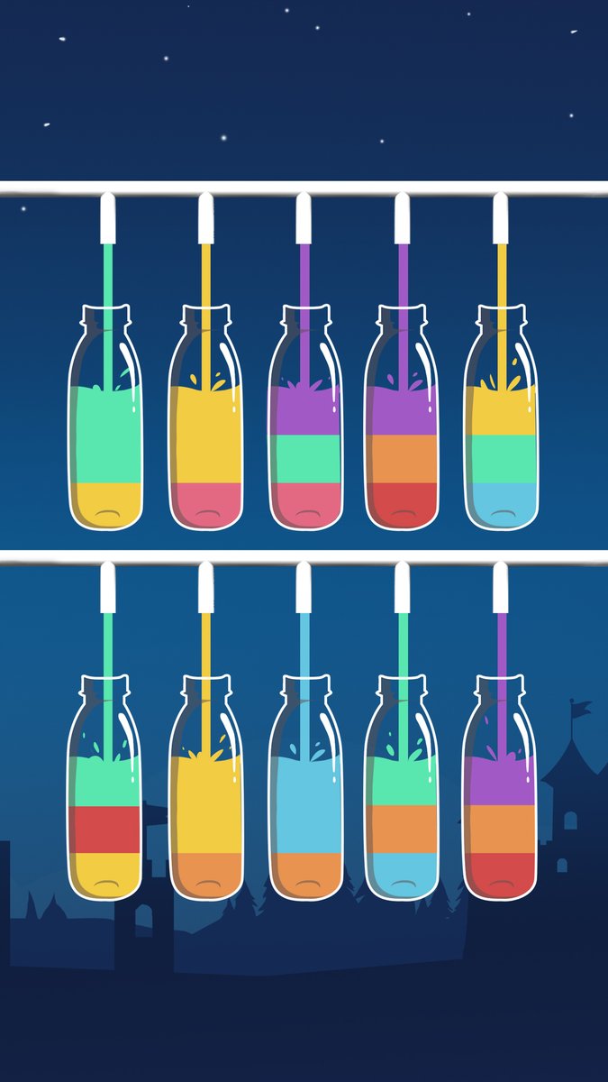 kinsuapp's tweet photo. GAME OF THE DAY: #WaterSortPuzzle by IEC
It takes one thing - pouring water from a jug into a different jug - and does it well, and the transition from messy flagons to tidy ones is satisfying. 3.75 Stars. https://t.co/dKFRJH1Hqb
