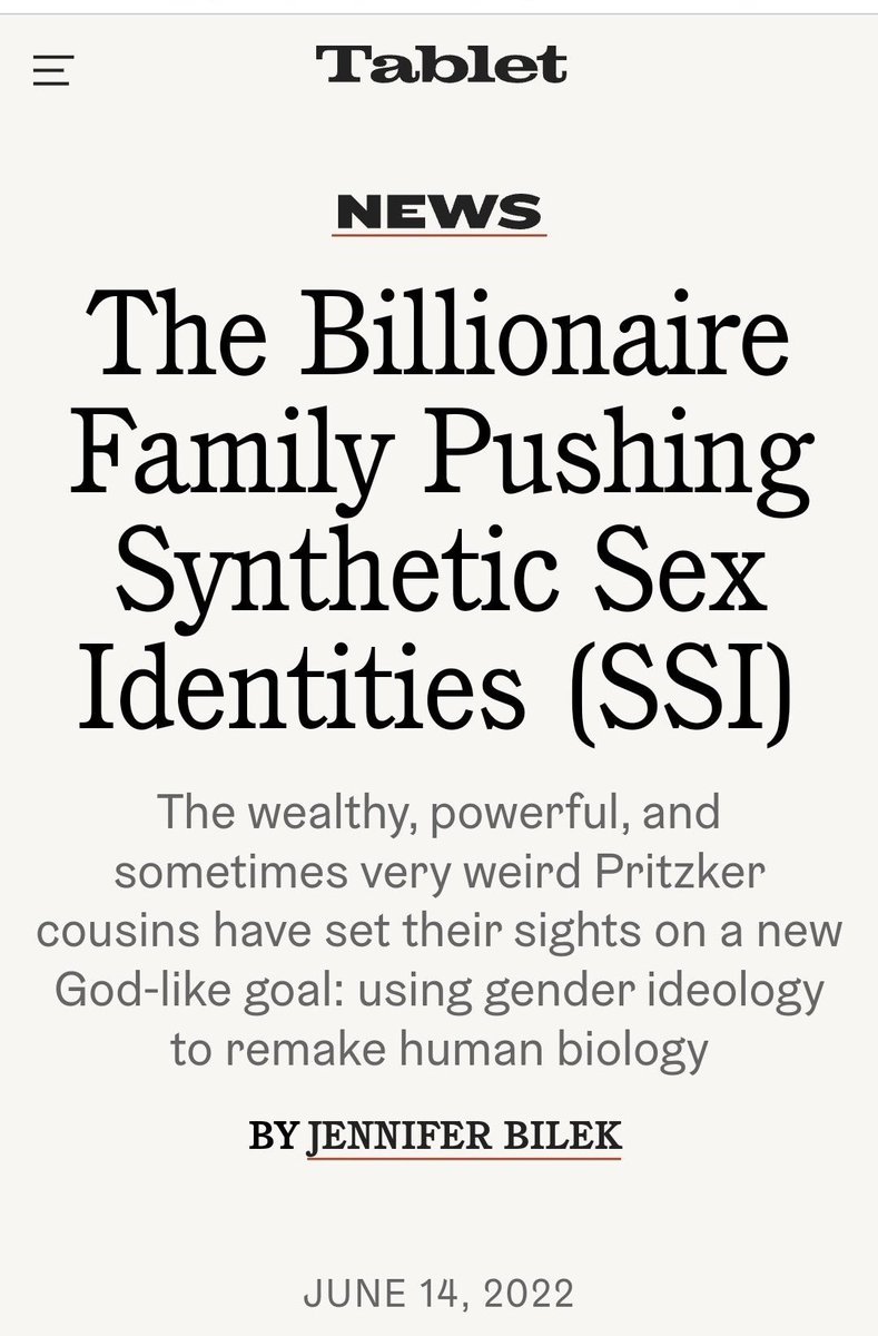 Now Tablet Magazine's author, whose history is full of white supremacist hate and opts for "synthetic" to describe trans gender, evokes an antisemitic globalist conspiracy theory that wealthy Jews are pulling the cultural strings behind it. https://twitter.com/RokhlK/status/1537598866878517253