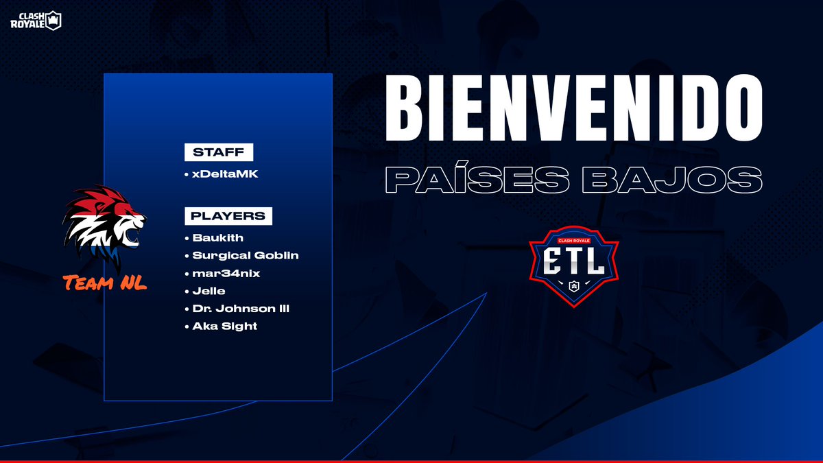 ETL CUP® (@_etlcup) on Twitter photo #CR | Presentación ⚔️ | 31/32 🔥
🇳🇱 | <a href="/TeamNL_CR/">TeamNetherlands_CR</a> 🥊
👤 <a href="/Baukith/">Baukith❤️Cr8</a>
👤 <a href="/SurgicalGoblin/">Surgical Goblin</a>
👤 <a href="/mar34nix/">mar34nix</a>
👤 <a href="/jelle_cr/">Jelle</a>
👤 @bobtherockcr
👤 <a href="/sight_cr/">sight✨</a>
#ETLWorlds 🌍 #CR | Presentación ⚔️ | 31/32 🔥
🇳🇱 | <a href="/TeamNL_CR/">TeamNetherlands_CR</a> 🥊
👤 <a href="/Baukith/">Baukith❤️Cr8</a>
👤 <a href="/SurgicalGoblin/">Surgical Goblin</a>
👤 <a href="/mar34nix/">mar34nix</a>
👤 <a href="/jelle_cr/">Jelle</a>
👤 @bobtherockcr
👤 <a href="/sight_cr/">sight✨</a>
#ETLWorlds 🌍