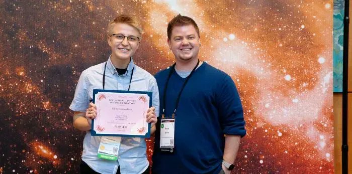 eapsMIT's tweet image. Shout out to recent graduate Elena Romashkova for winning the Dwornik Award for best undergrad oral presentation at this year&apos;s Lunar and Planetary Science Conference (and honorable mention in the haiku competition)! #LPSC2022 (photo courtesy @LPItoday) bit.ly/3QsGwTb