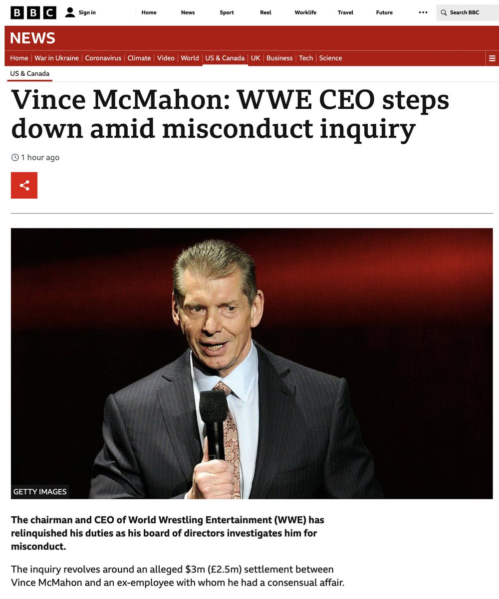 Cliodectomy's tweet photo. Weird that Vince McMahon steps down after news breaks about a *consensual* affair while his buddy Trump openly admitted to sexually assaulting women and still won the presidential election, got to shit on a White House toilet for 4 years, and may get to shit there again https://t.co/0WctqjFIq2