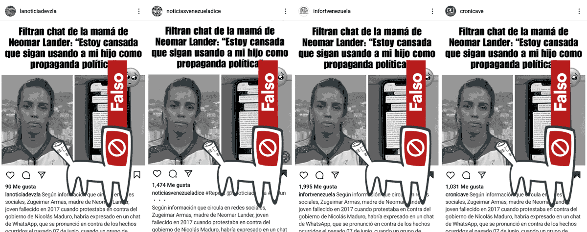 cazamosfakenews's tweet image. Zugeimar Armas desmintió en su cuenta esta conversación falsificada de WhatsApp, y se preguntó: "¿cuál será el objetivo del que hizo circular esta noticia?"

#Confirmamos: el bulo fue FABRICADO y AMPLIFICADO por #LaFábrica, red de falsos noticieros en Instagram ya identificada /2