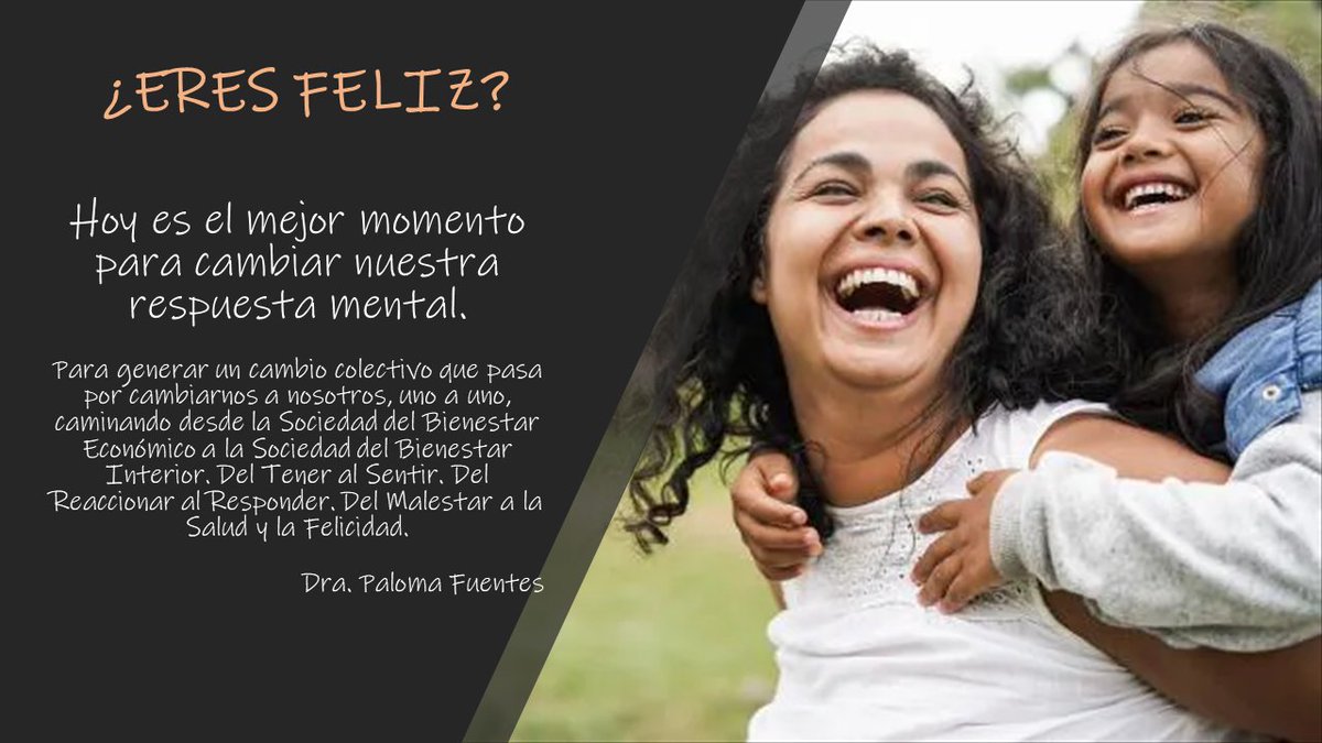 La ciencia nos está enseñando que la forma en que manejamos nuestro universo interno influye de manera decisiva en nuestro desempeño en el mundo externo. Dra. Paloma Fuentes Gonzalez ("La medicina de la Felicidad")
#psicología #neurociencia  #medicia #neurobiología