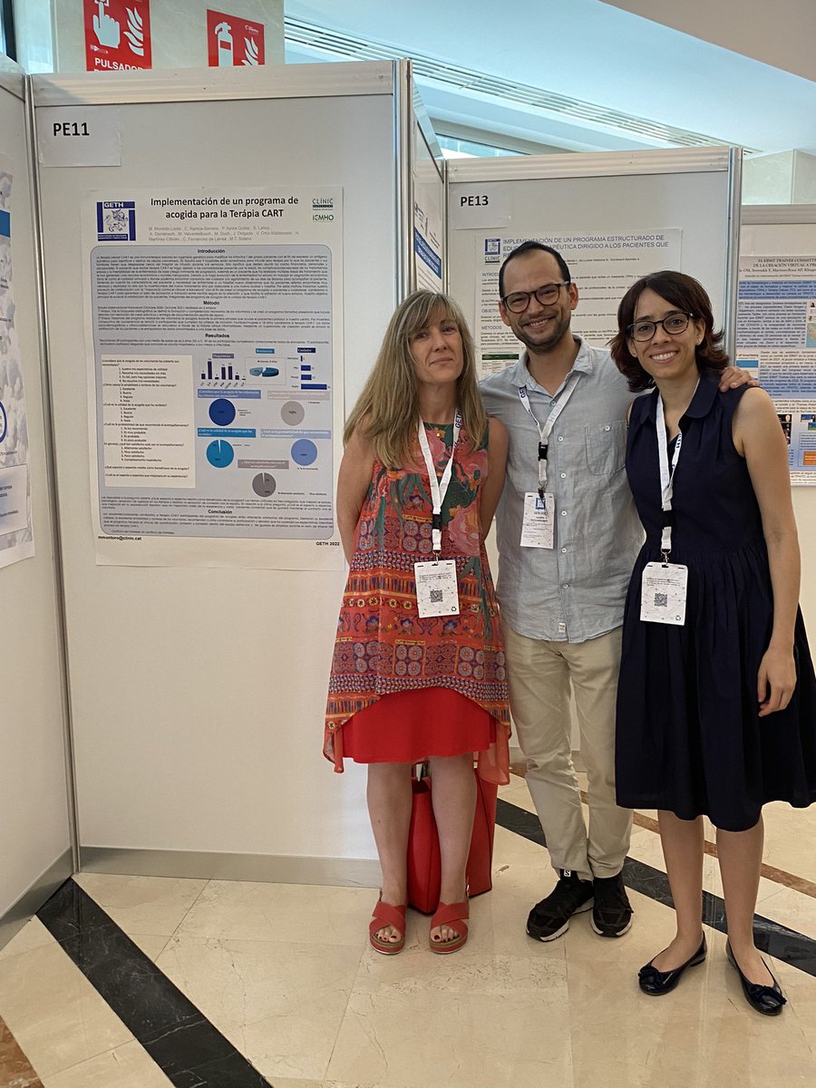 El equipo CAR-T del <a href="/hematoclinicbcn/">Hematologia Hospital Clínic Barcelona</a> presenta en la reunión <a href="/GETH_info/">GETH</a>  los resultados de la implementación de un programa de acogida de voluntariado hospitalario a pacientes candidatos a terapia CAR-T liderado por #epacart #NuriaMartínez y <a href="/ValentinOrtizMD/">Valentín Ortiz-Maldonado</a>
