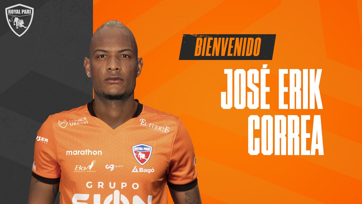 ClubRoyalPari's tweet photo. 🙌¡BIENVENIDO JOSÉ ERICK CORREA!
Delantero 🇨🇴 proveniente de Independiente Petrolero, “Nene” Correa viene de convertir 5 goles el pasado Torneo Apertura con la camiseta del equipo capitalino.
 
¡Escribamos juntos esta nueva historia, #Guerrero! ⚔️
#SomosFamilia #SomosRoyalPari https://t.co/TWLaqv9uJs