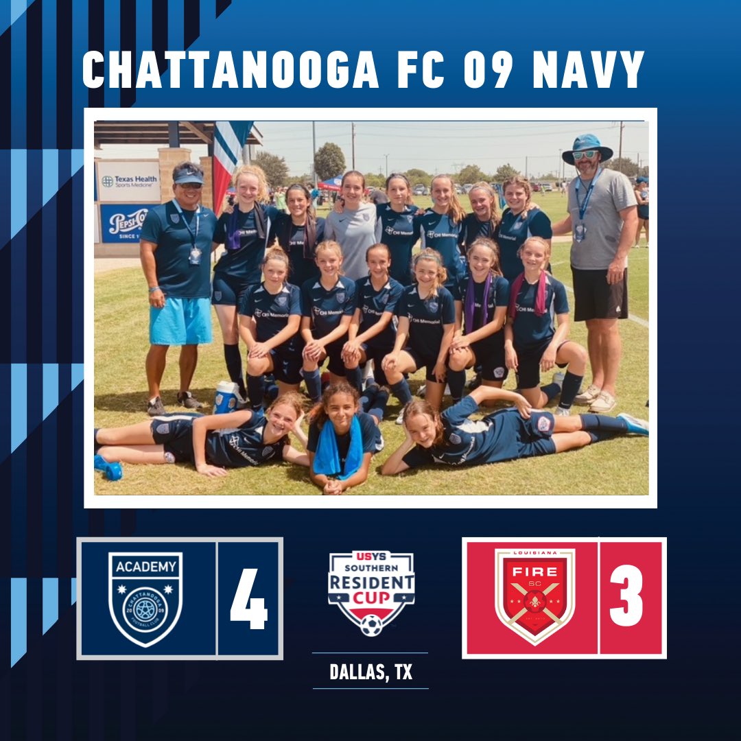 CFC_Academy's tweet image. These young women just keep winning! Chattanooga FC 09 Navy advance to the semifinals at @USYouthSoccer Southern Regionals in Dallas. They win today against Louisiana Fire. #PlayCFC