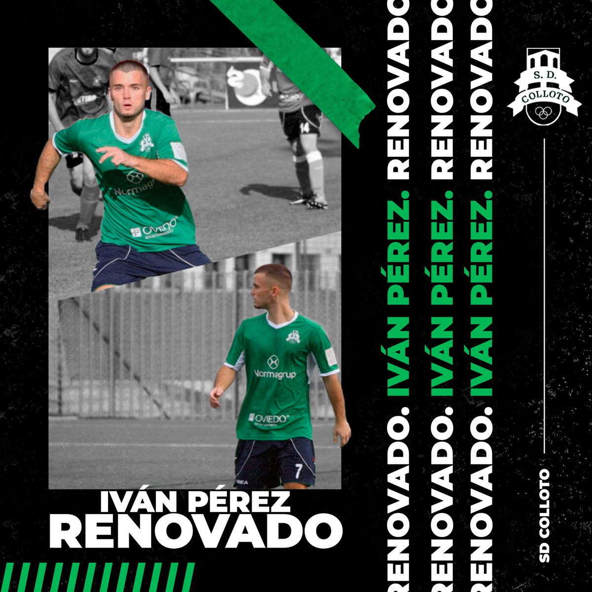 SDColloto_'s tweet photo. 𝗜𝗩𝗔́𝗡 𝗣𝗘́𝗥𝗘𝗭, 𝗥𝗘𝗡𝗢𝗩𝗔𝗗𝗢📝
Quinta renovación para la temporada 22/23.
Una temporada más en el equipo del pueblo. De su pueblo.
#VanAVernosVolver💚
#PuxaColloto💚 https://t.co/urhZV1teh2