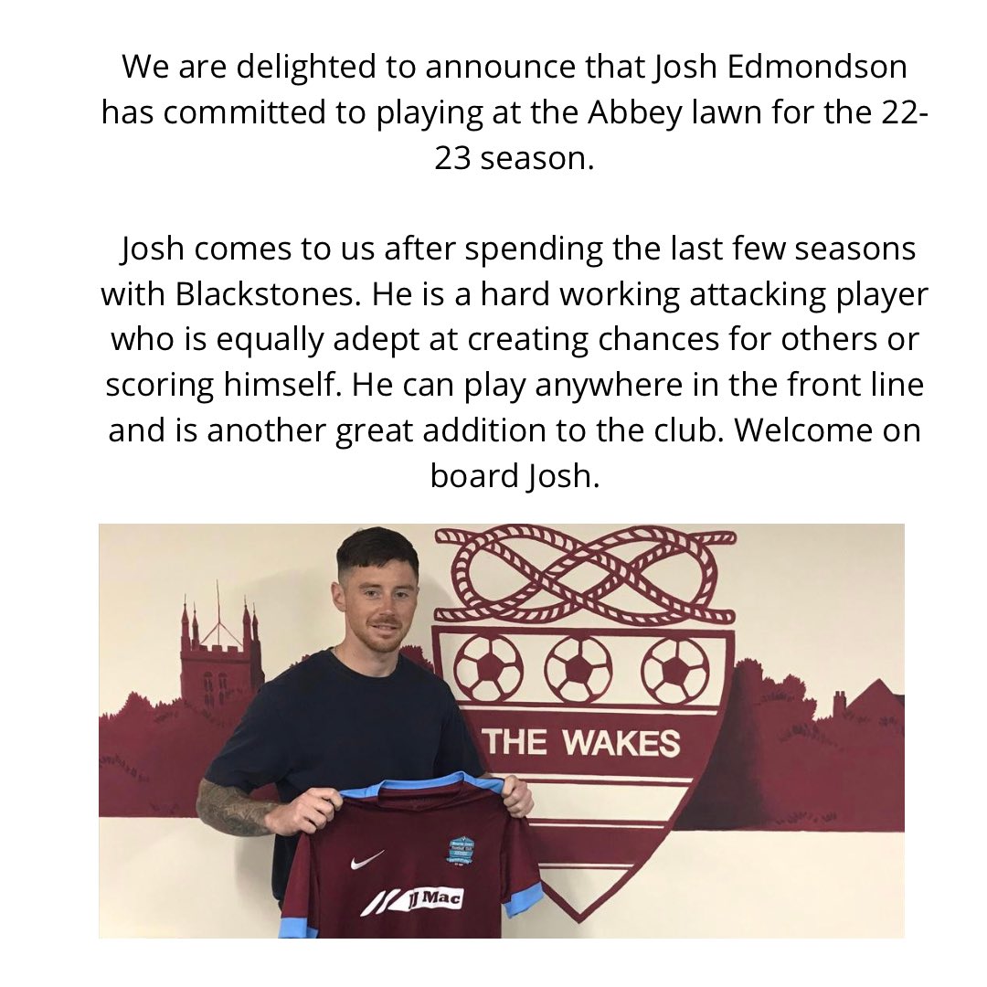 BourneTownFC's tweet image. Welcome Josh! 

@JoshEdm_ 

#UpTheWakes