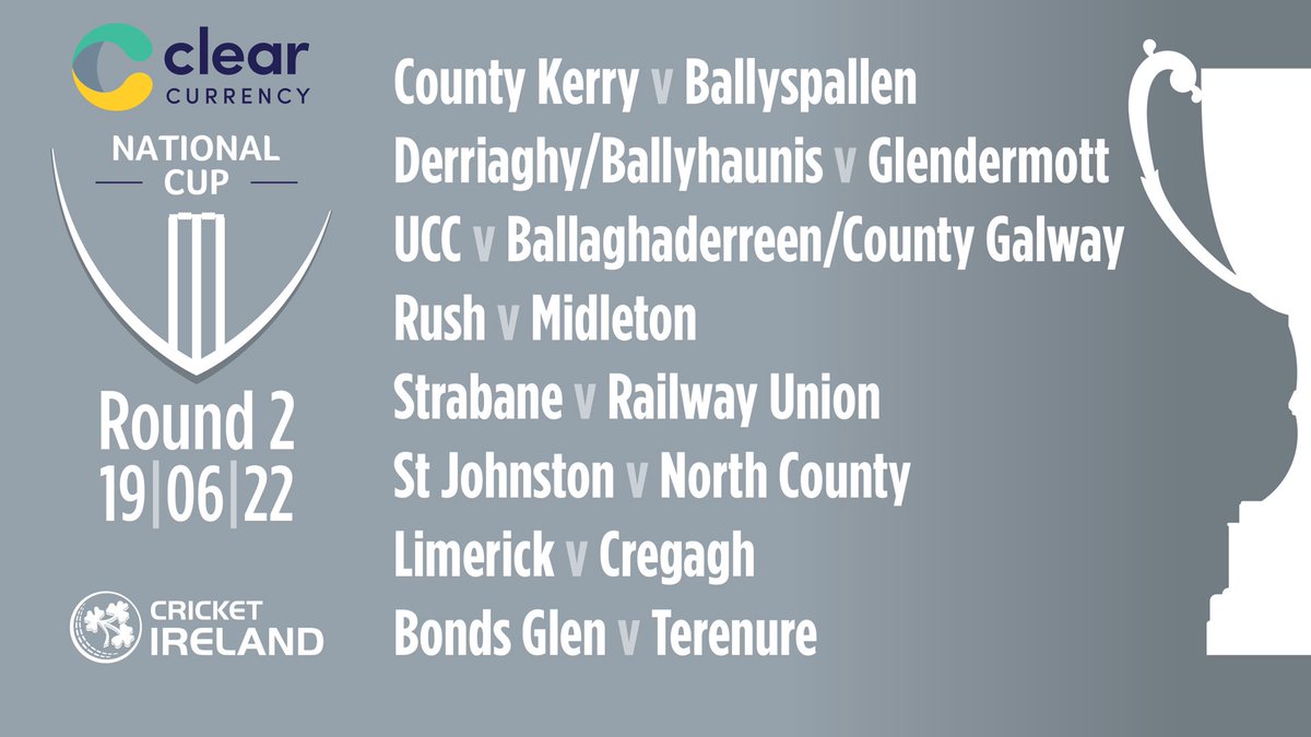 MunsterCricket's tweet photo. 🏆 IRISH CUPS 🏆
The very best of luck to all Munster sides competing in the @ClearSpeaks Irish Senior & National Cup this weekend!
The National Cup fixture between @Kerry_Cricket & @BallyspallenCc will be live streamed on our YouTube channel 🤩
#MunsterCricket #CCISC 🔴🏏 https://t.co/8nZeffeB0J