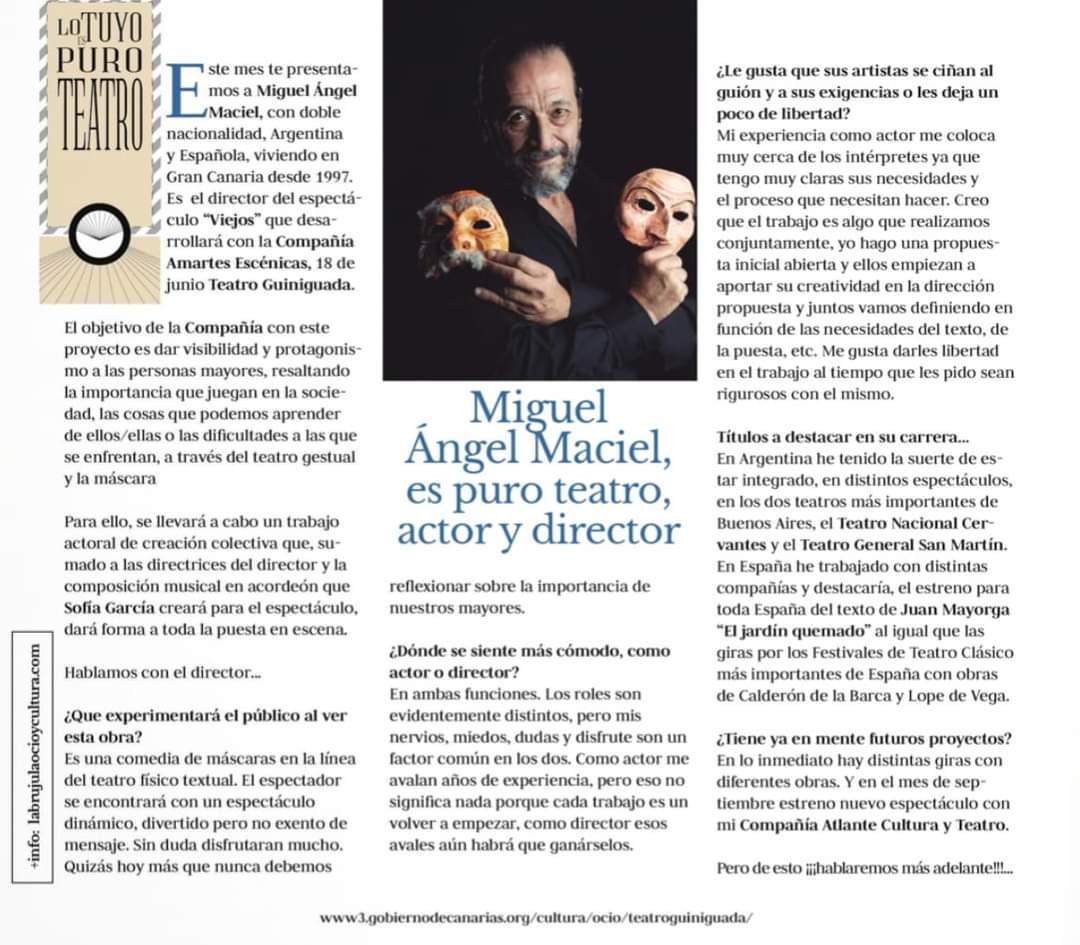🎭 Ha sido un lujo disfrutar con la maestría de Miguel Ángel Maciel en la temporada de Teatro de #Guía!
La Semana pasada dirigía el estreno de 'Viejos' en el Teatro Hespérides de #SantaMaríadeGuía,hace unos meses sobre las tablas en 'El Sueño y la Vigilia' y en 'Tesla &amp; Edison'