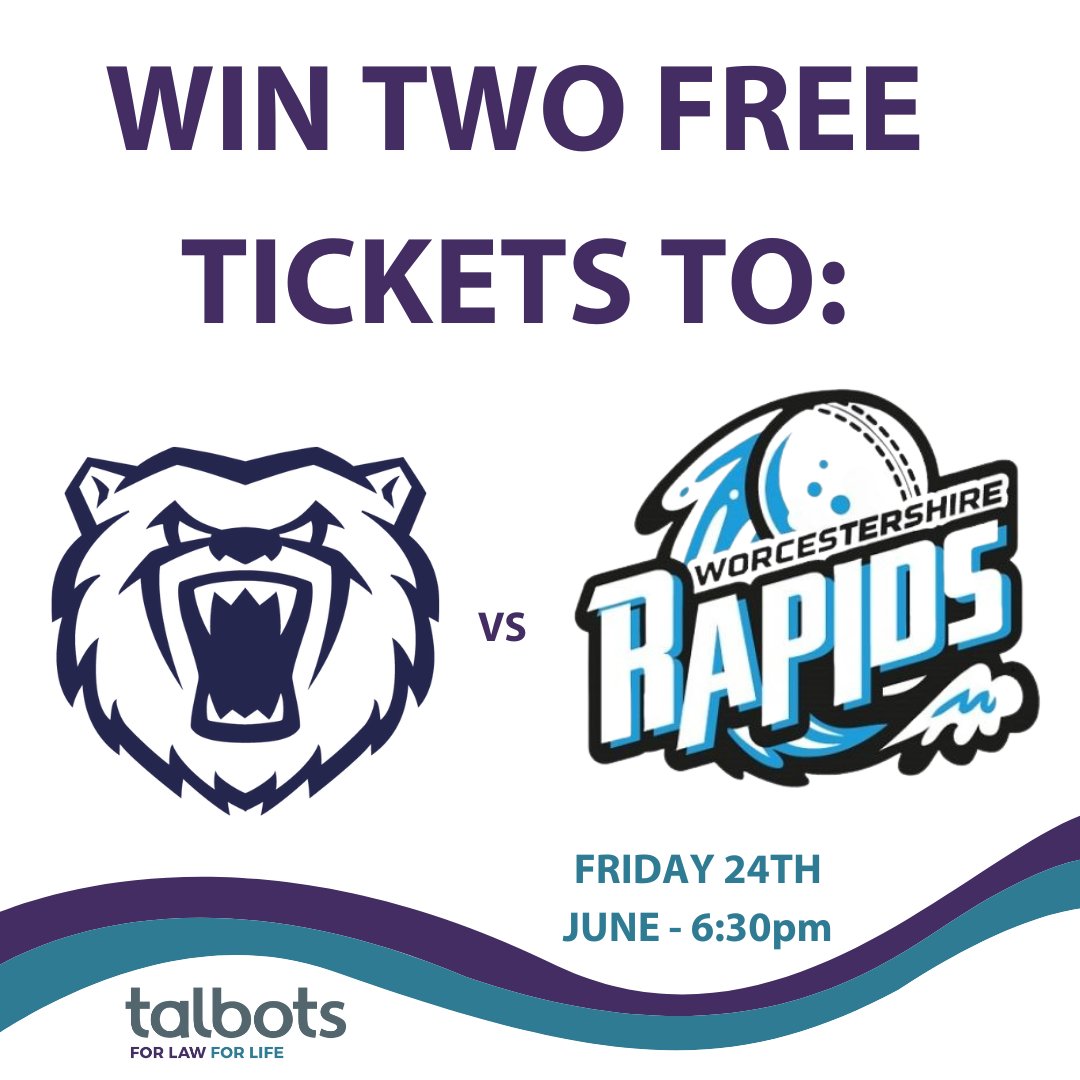 Would you LOVE to win two free tickets to the Birmingham Bears vs Worcestershire Rapids cricket match next Friday night at @Edgbaston? Simply retweet this post to be in the hat and we'll draw 2 lucky winners at 9am on Monday morning. Good luck! @WarwickshireCCC