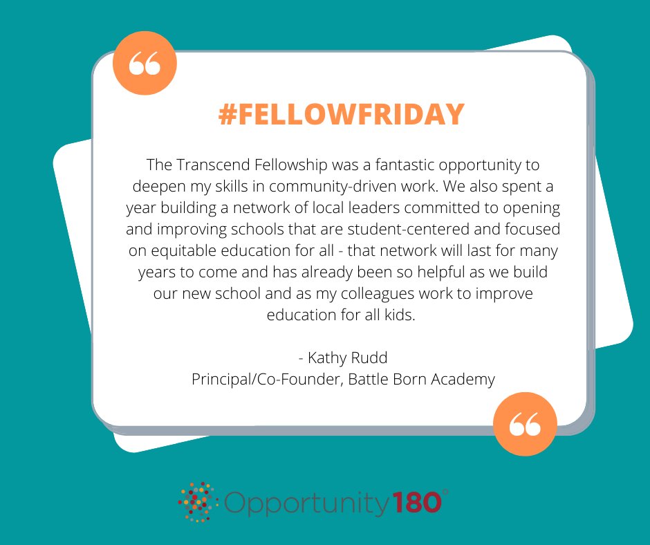 opportunity180's tweet photo. Kathy Rudd, principal/co-founder of @BattleBornBBA, is a  @TranscendBuilds Great Schools for the Future alumnus. Take a look at how the program impacted her and will impact students for years to come. Our next info session is coming up 6/22 - sign up here: https://t.co/YeXVLAFl6R https://t.co/W3qlojv2WA