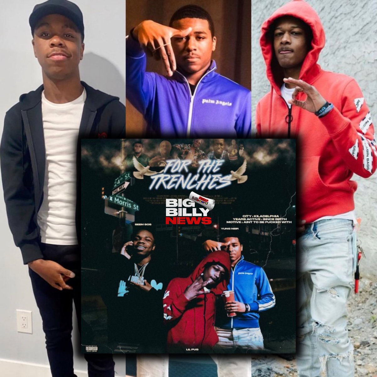 Philly Artists #SeemSOS x #YungNeir x #LilPug Just Dropped A Joint Project Called "FOR THE TRENCHES" On All Platforms. How's It Sounding ? 🗞