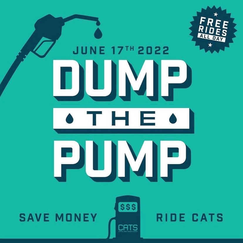 Happy National Dump the Pump Day! Catch a free ride with the Capital Area Transit System today in celebration! #driveeelectric #cleancities #dumpthepump