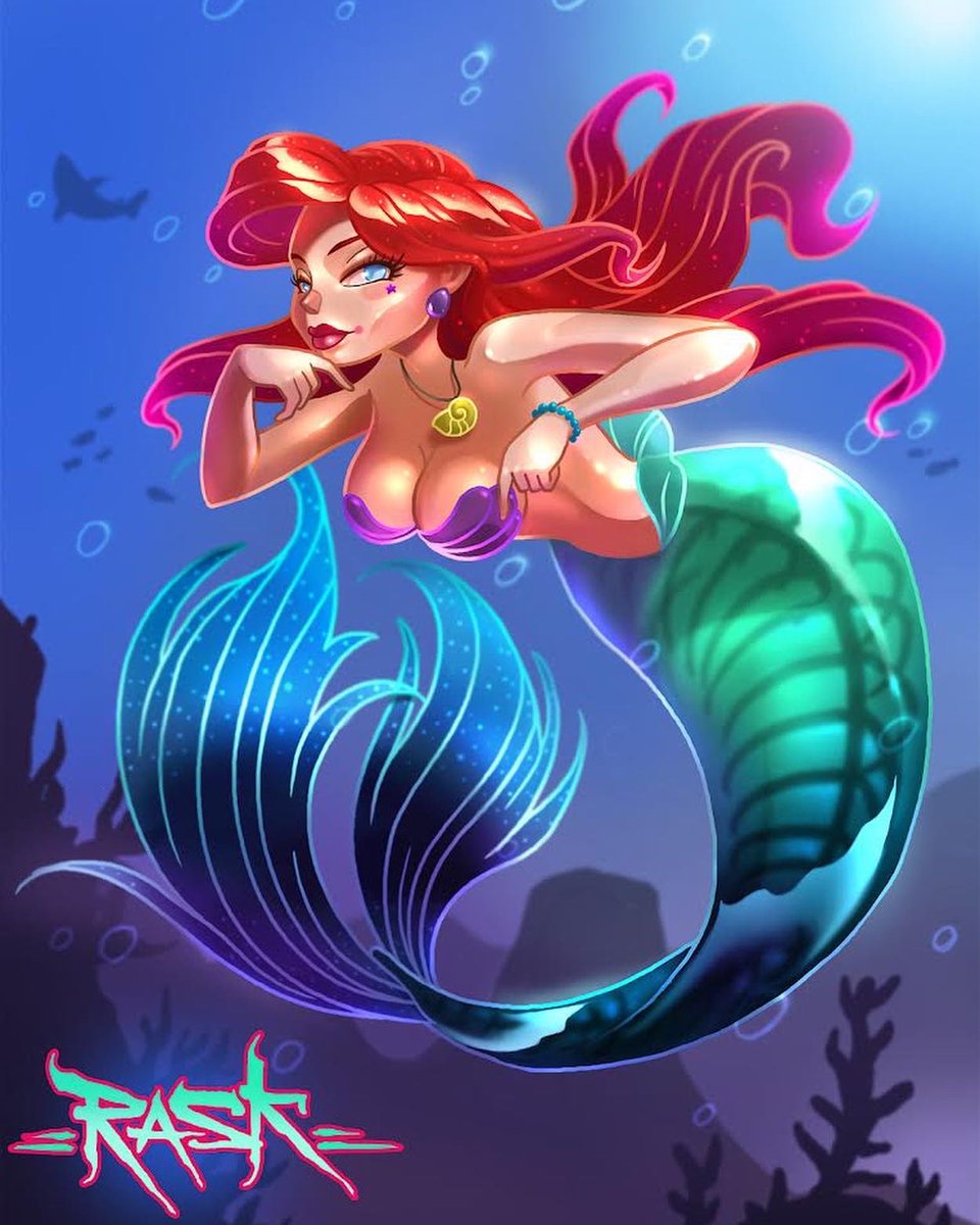 Raskopticon's tweet photo. Here’s she is! 🧜‍♀��✨🔥 I had this sketch of her for about 2 years and I couldn’t decide in what style to color her in. I was inspired by hologram stickers 🙆‍♂️⚡️ #ariel #littlemermaid #disneyprincess #mermaid #cute #disney #art #digitalart https://t.co/zhlUzTZ2eL