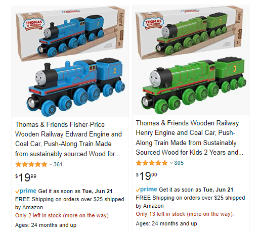 Push-Along Train Made from sustainably sourced Wood for Kids 2 Years and up Thomas & Friends ​Fisher-Price Wooden Railway James Engine and Coal Car 