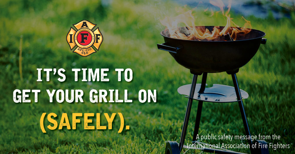 When you cook food outdoors, screen the grill so that your child cannot touch it, and explain that it is hot like the stove in the kitchen. Store propane grills so your child cannot reach the knobs. Be sure charcoal is cold before you dump it. #IAFFSafetyTips