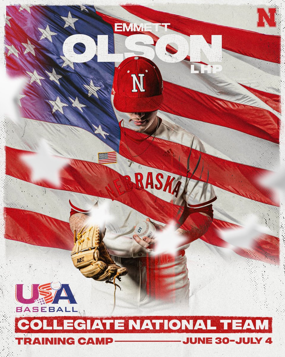 Go Big Red, White &amp; Blue 🇺🇸

<a href="/eolson_22/">Emmett Olson</a> has accepted an invitation to the 2022 USA Baseball Collegiate National Team Training Camp.
🔗 | go.unl.edu/6ymu