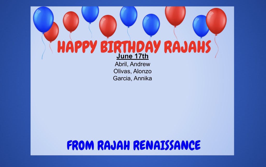 Happy Birthday Rajahs!!! #RajahsRiseAsOne <a href="/J_Renaissance/">Jostens Renaissance</a> @IHSRajahs <a href="/Mrs21Rodriguez/">Monica Rodriguez</a> <a href="/derrickLawson62/">Derrick Lawson</a>