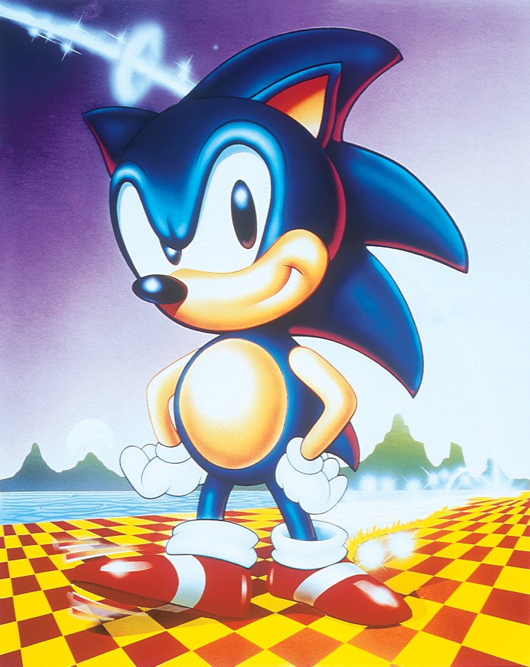 Sonic The Hedgehog was released in the West 31 years ago today! 🔵💨 From the archives: Sonic artwork used for the American SEGA 6-Pak cartridge, in its original form! #SEGAForever