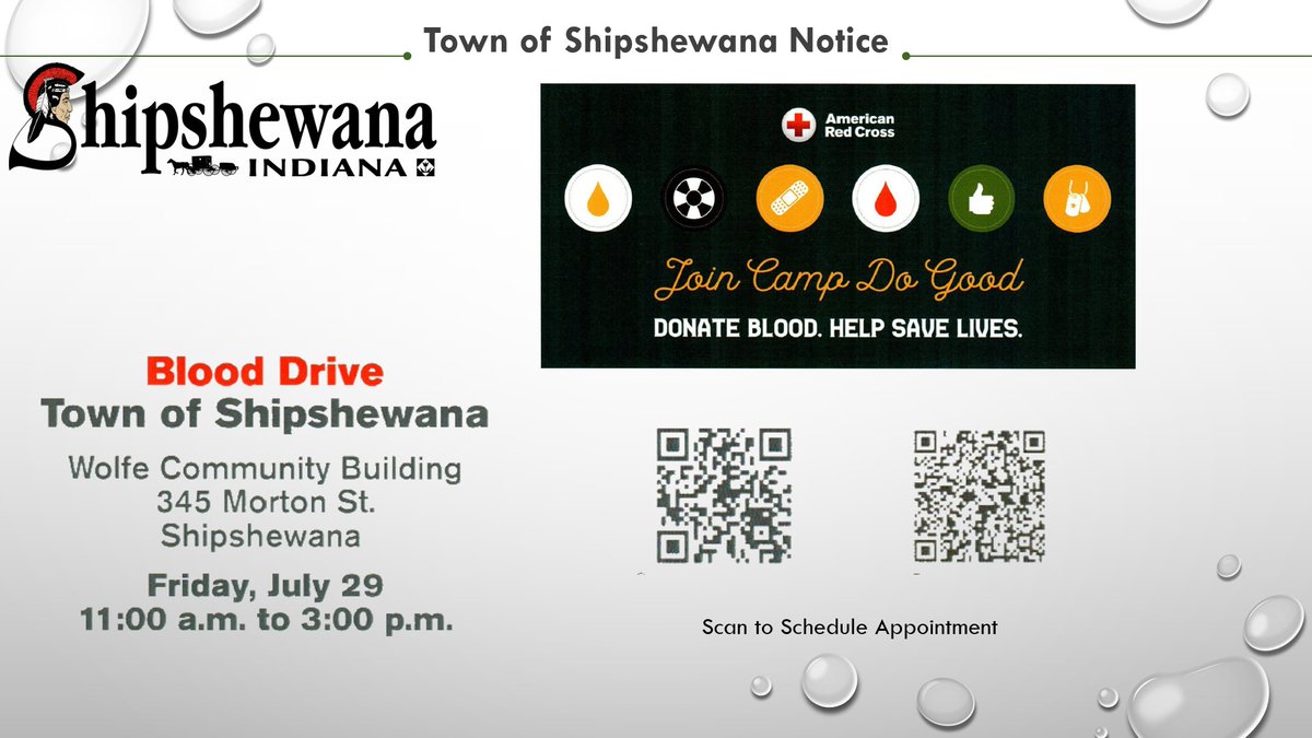 American Red Cross Blood Drive. July 29th, 2022 at the Wolfe Building in Shipshewana. shipshewana.org