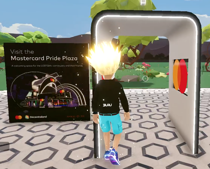 RT DecentralGames: Our first Metaverse Ads placement and external ICE sink is live: a @Mastercard teleporter that drives traffic to the Mastercard Pride Plaza in @decentraland.  Check it out here in The Stronghold: [play.decentraland.org] [twitter.com] [pbs.twimg.com]