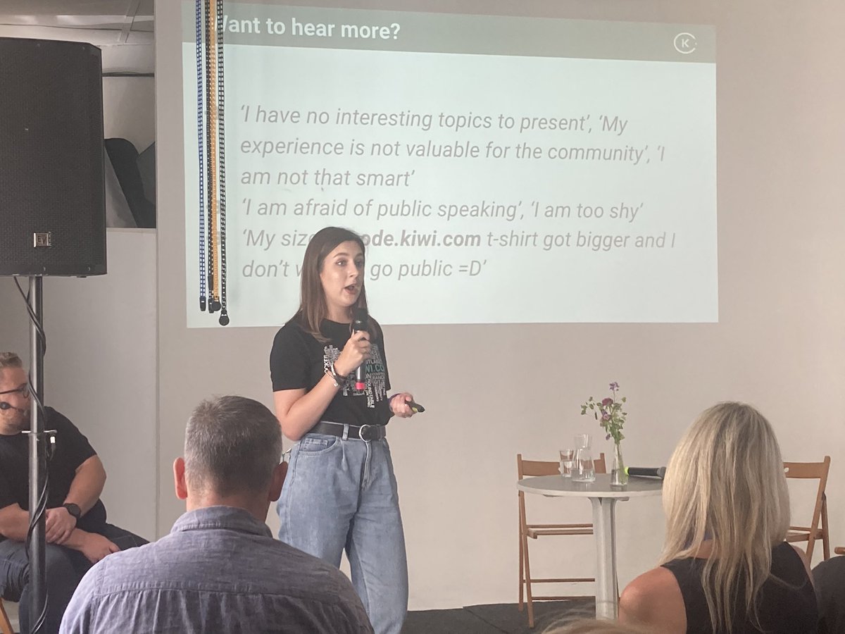 JanBleha's tweet photo. Today at #cbw2022 @turbomost_girl presenting one of the most successful #community activities of @codekiwicom @kiwicom247 – #Python weekends.
Alenka managed to grow the number of mentors from 8 to 36!
#pythonweekend https://t.co/j2pxKpzdte