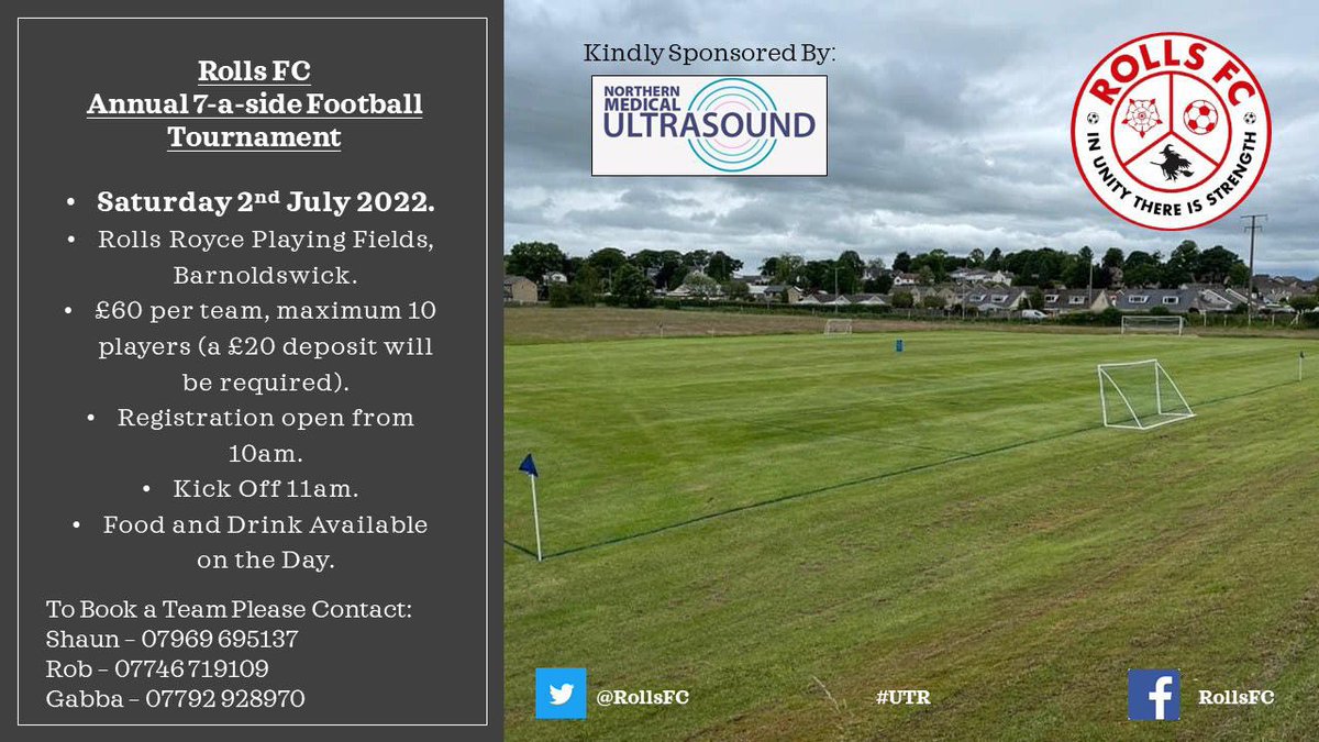 Our annual 7 a side tournament is back! Saturday 2nd July at Ghyll Lane. 
It’s a great day out &amp; perfect for pre season starter.
If you are interested in entering a team, please get in touch. 

<a href="/eastlancs_fl/">East Lancashire Football League</a> <a href="/westlancsleague/">West Lancashire League</a> <a href="/CravenFa/">CravenFA</a> 

#UTR