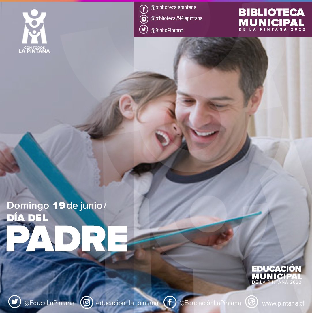 Nuestra Biblioteca Municipal saluda en su día a todos los Papás de nuestra querida comuna. Los invitamos a seguir cultivando el amor por la lectura en sus hijos y acompañándolos en cada iniciativa. 

¡Muchas felicidades!