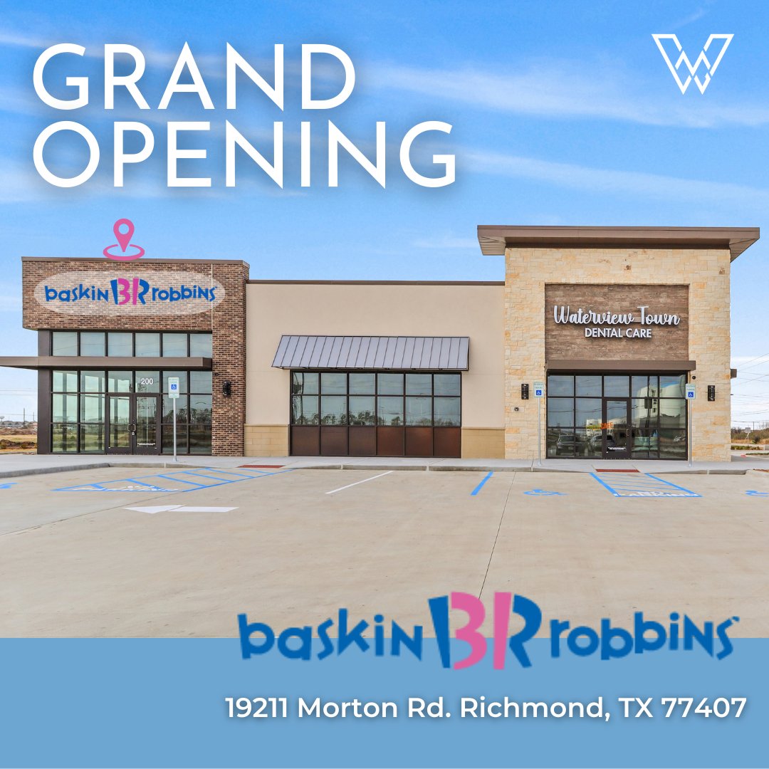 WMGDev's tweet photo. We're serving up something sweet in Richmond, TX to celebrate the grand opening of @BaskinRobbins !

Stop by tomorrow and get a treat on WMG Development while supplies last!

We continue to be grateful for each partnership and tenant we work with.

#WMGDevelopment #BaskinRobbins https://t.co/j04BucUGHy