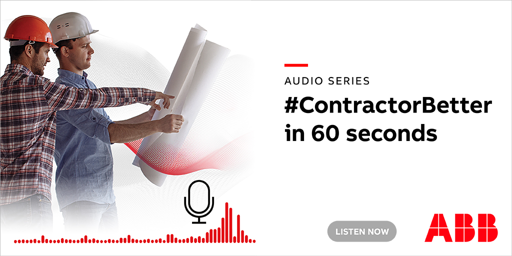 ABBNorthAmerica's tweet photo. Got 60 seconds? Stay tuned for #ContractorBetter in 60 Seconds an audio series featuring expert advice on commercial construction products, solutions, applications and more to help electrical contractors increase their profitability and productivity. 

https://t.co/WHJVAJKSWp https://t.co/UIbXCy7x0Z