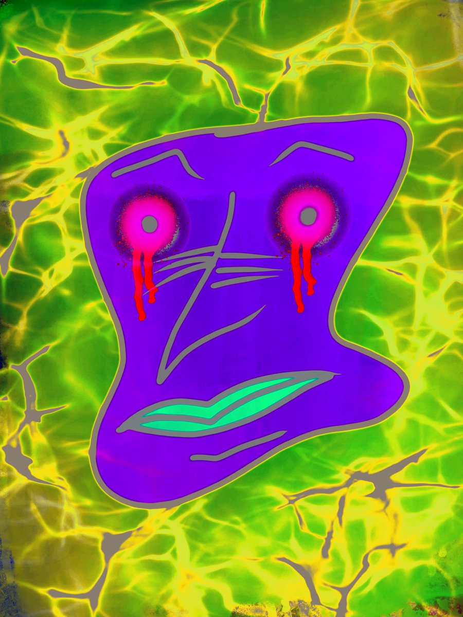 OnTheMoon365's tweet photo. Kinda crazy how this piece came about, but it kinda gives me the #Squidward vibes from #SpongeBob 😂!!! I’ll call this art piece “Squiddy Squiddy Bang Bang” #Art #Freehanded #Fun #Artist #NFT #NFTCommmunity https://t.co/fqkHzyGfFt