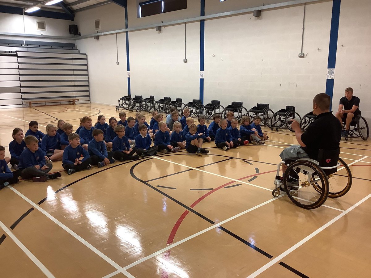 DeanCESchool's tweet photo. Year 2, 3 and 4 had the most amazing time experiencing wheelchair basketball. The children not only enjoyed the game but listening to ex GB player Nat Pattinson talk about his disability and working hard to achieve his goals @BritWheelBBall #inclusion #learningnewskills https://t.co/7JZDYtZudx