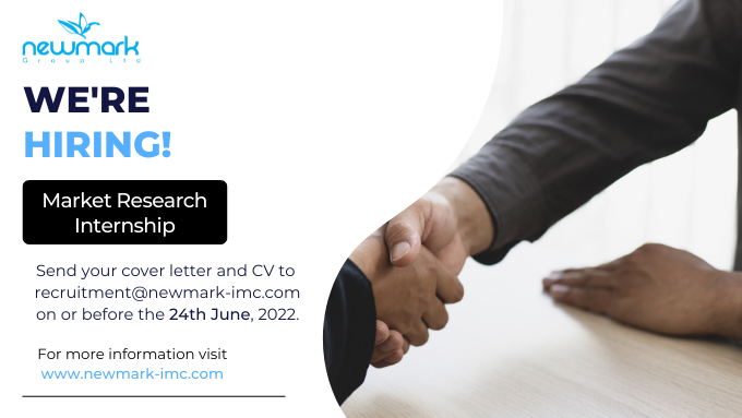 NEWMARKWORLD's tweet photo. We are Hiring!
We are looking for a dedicated Market Research Intern to join our team.
Send your cover letter and CV to recruitment@newmark-imc.com before 24th June 2022.
For more details visitβ‘οΈhttps://t.co/ZoB9WTBMjE
#IkoKaziKE #JobSeekersKE https://t.co/ccSsGJ9SI1