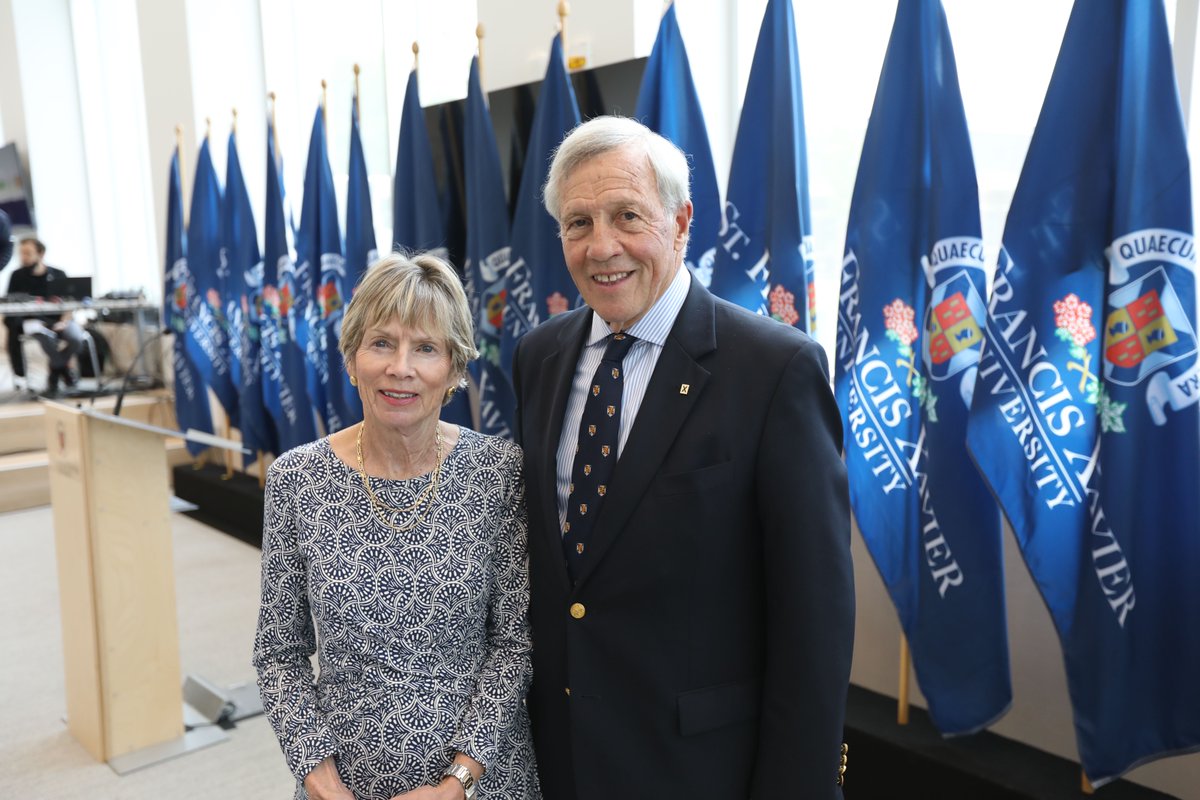 Thank you! A standing ovation for Adrienne &amp; John Peacock as they address the crowd. A $5M gift toward improvements within the Amelia Saputo Centre for Healthy Living. Simply amazing. <a href="/StFXAthletics/">StFX Athletics</a> <a href="/TheUOfficial/">StFX Students' Union</a>